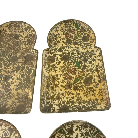 Vintage Viking Import Japan Drink Trays Set Floral Birds Gold Florentine Style - Picture 11 of 15